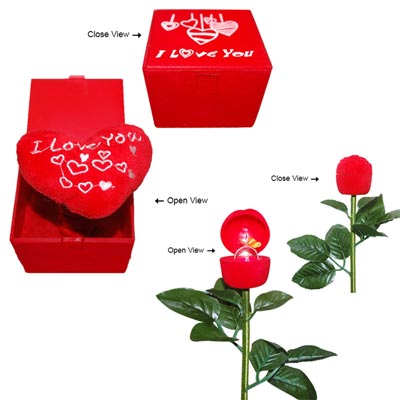 "Musical Love Box - 020, Artificial Rose with Ring - Click here to View more details about this Product